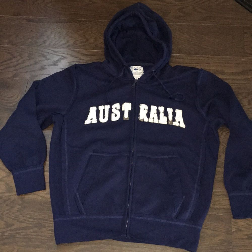 Sewn Retro vintage style Full zipper Australia Hoodie hooded Jacket Sweatshirt